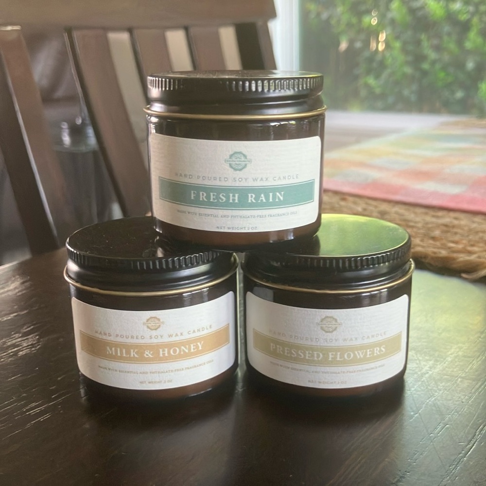 Rustic Strength - Set of Three Scented Soy Wax Candles - 2 ounces each.